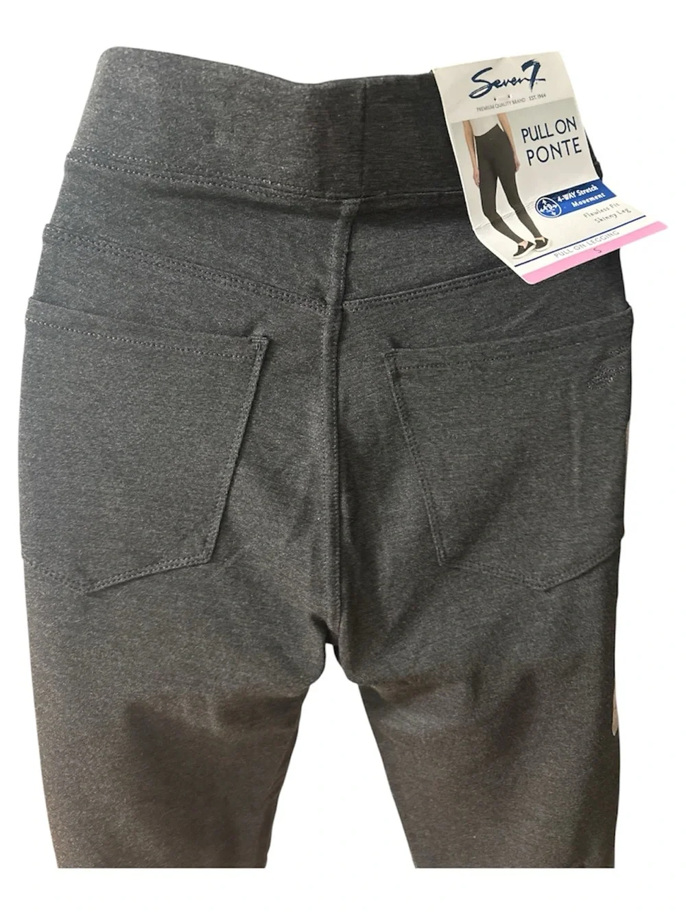 Seven7 Black High-Waist Ponte Charcol Gray Leggings NWT Size S